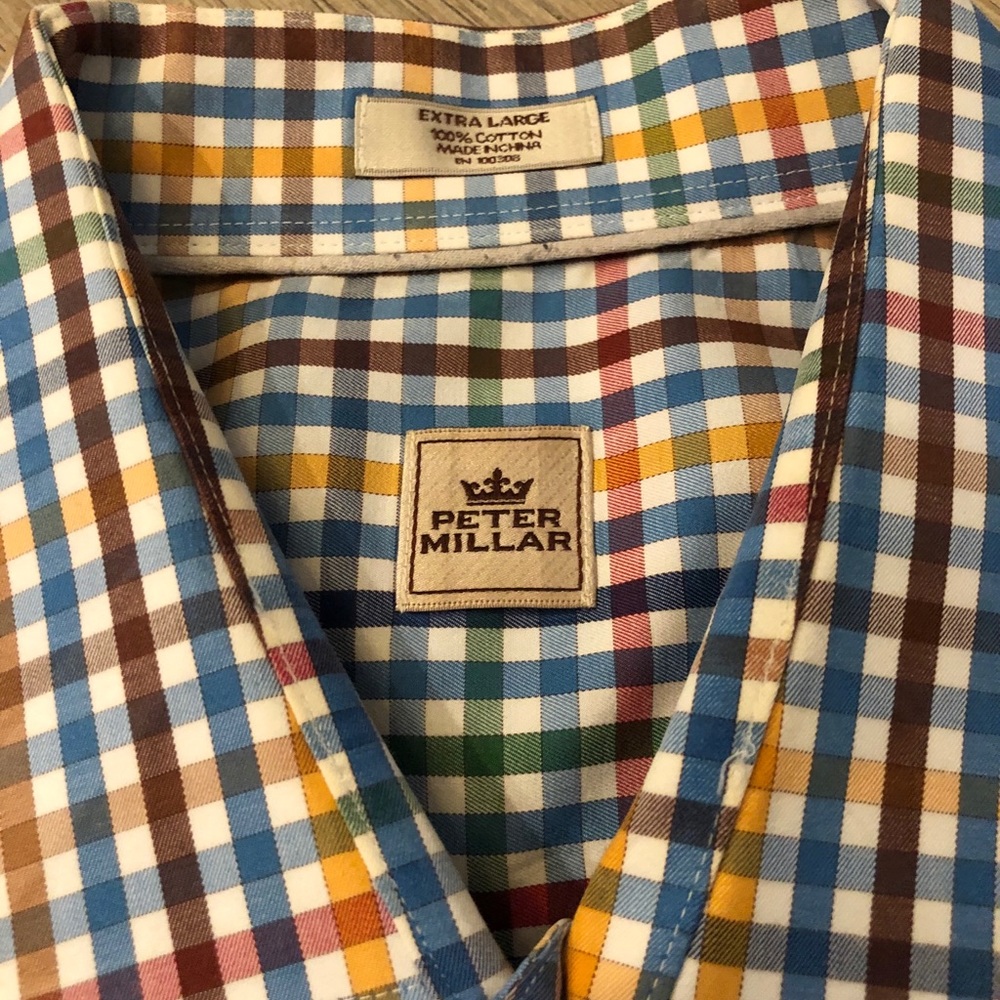 Peter Millar Gingham/Widow Pane Spread Collar - image 2